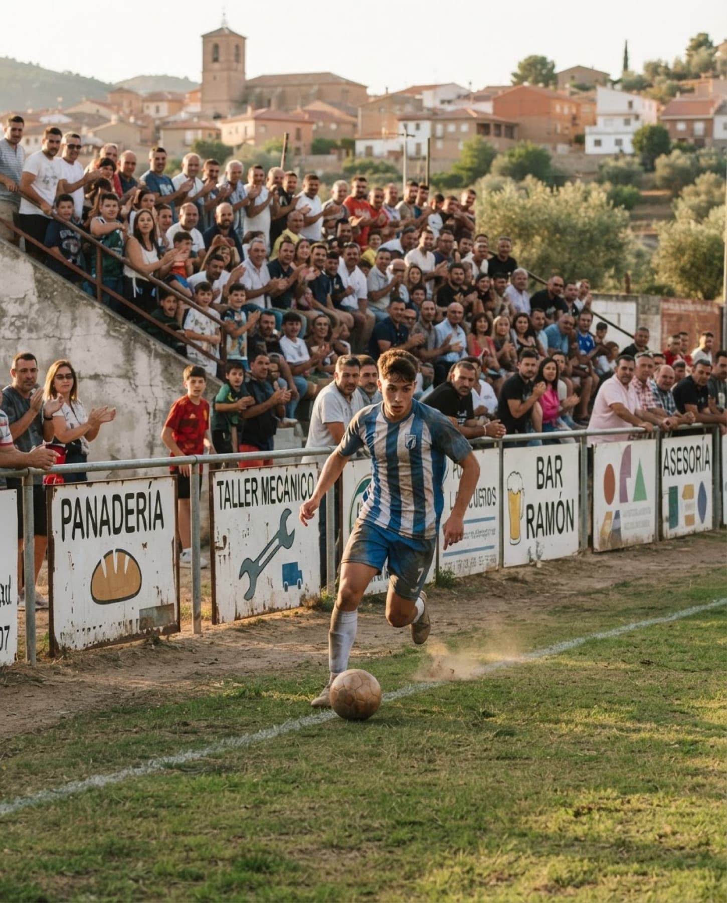 Vallas de patrocinadores locales junto al campo durante un partido
